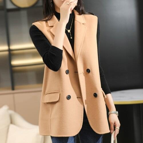 21 Best selling new product V-neck coat 100% wool vest solid color sleeveless knitted cardigan cashmere vest womens clothing