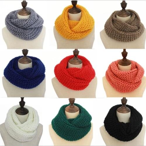 Winter Neck Warmer Cross Knit Snood Solid Ring Knitted Wool Infinity Collar Circle Crochet Scarf Outdoor Ski Climbing Scarves