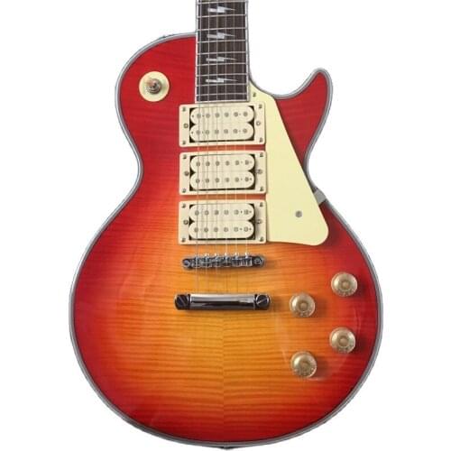 2021 Top quality FPLP-3111 Red color solid mahogany body with maple flame top ebony fretboard standard LP electric guitar