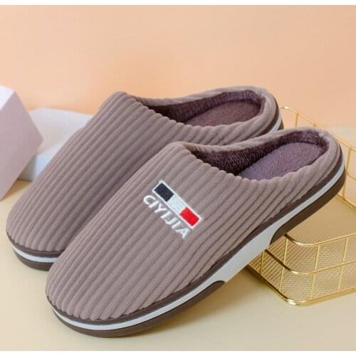 2021 Ladies Corduroy Embroider Winter Couples Home Platform Slippers Women Non-Slip Outdoor Plush Slides Warm Soft Indoor Shoes