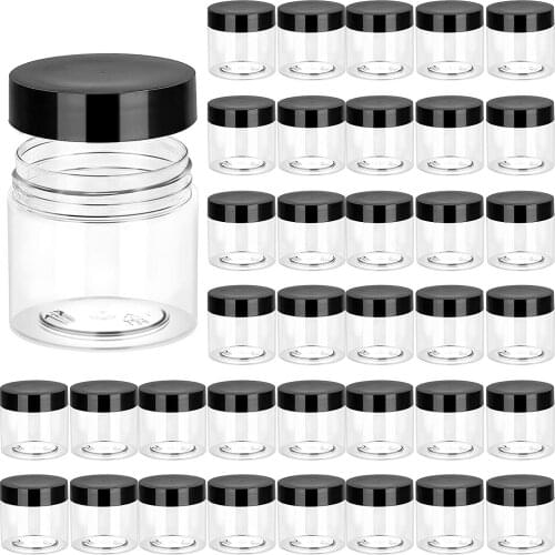 24Pcs 1 OZ Plastic Jars Round Clear Cosmetic Container Jars with Lids Plastic Slime Jars Travel Make Up Storage Samples Jars