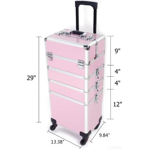 4 in 1 Aluminum Cosmetic Makeup Case Tattoo Box Pink 190813209