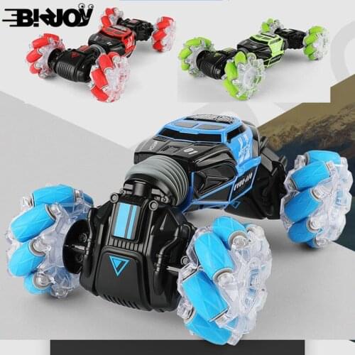 4WD RC Stunt Car Watch Control Gesture Induction Deformable Electric Double Climbing with Music LED Light RC Car Toys Kids Gifts