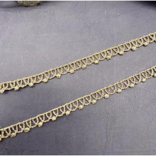 5 Yards/lot 1.1cm Width Yellow Gold Lace Ribbon Lace Trim Fabric for Sewing Hair Accessories DIY
