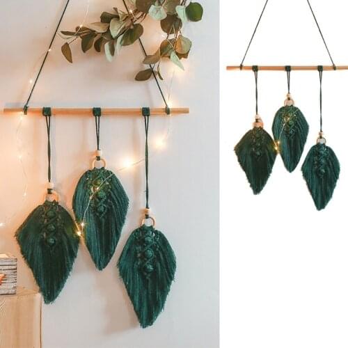 50LB Nordic Woven Macrame Wall Hangng Boho Leaf Feather Tassel Cotton Tapestry Decor