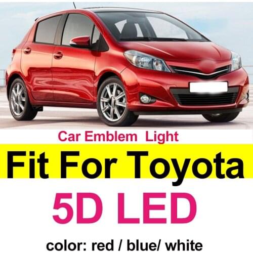 5D LED Light Rear Badge Trunk Emblem Covers Daylighting Auto Sticker For RAV4 REIZ PRADO COROLLA CROWN YARIS WISH VIGO