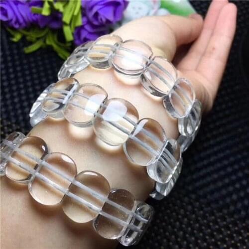 Free Shipping Real Natural White Crystal Clean Beads Bracelet AAA 18*13mm