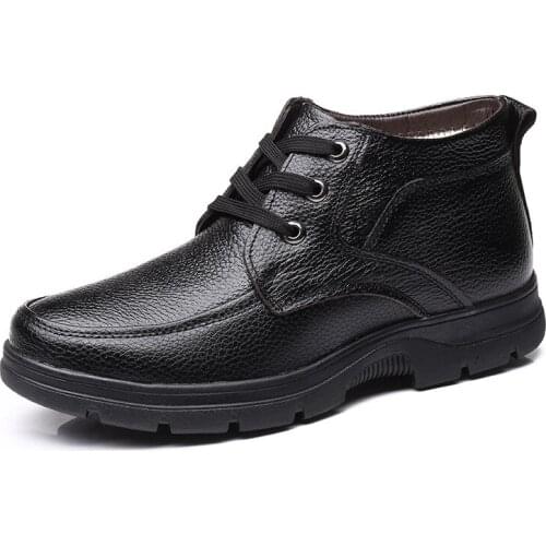 2020 Genuine Leather Shoes Men Winter Boots -30 Warm Cotton Shoes Cow Leather Man Ankle Boots Casual Male Footwear KA1884