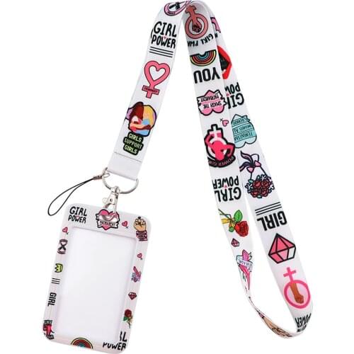 DZ1719 Feminism Woman Key lanyard Car Keychain Personalise Office ID Card Pass Gym Mobile Phone Key Ring Badge Holder Jewelry