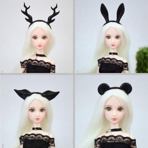 4pcs/lot Black Plastic Animal Ear Hairpin Headband Tiara For Barbie Doll Accessories Hair Hoop Headwear Hairwear 1/6 Dolls Toys