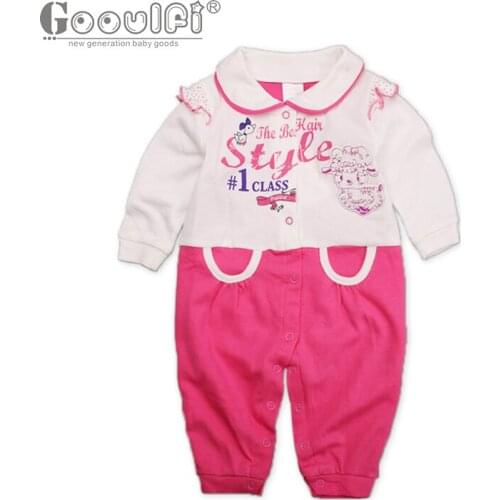 Gooulfi Newborn Rompers for Girls Cartoon Pattern Full Sleeve Baby Bodysuit Romper Cotton Pink Color Baby Clothing Newborn