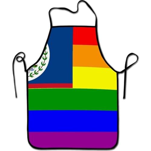 Chef Apron Durable Kitchen Aprons with Extra-Long Ties, Premium Bib Apron for Cooking/Baking/Crafting/BBQ (LGBT Pride Flag)