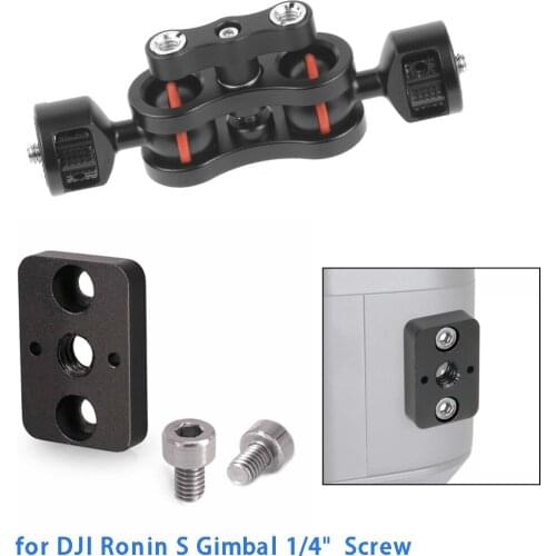 Gimbal Extended Quick Release Plate Mount Dual 1/4 BallHead Magic Arm Rotatable Adapter for DJI Ronin S SC Monitor Light Bracket