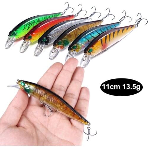 Hengjia 1pcs 11cm 13.5g Rattling Crankbait Fishing Lure for Bass Artificial Wobbler Hard Bait Diving Depth 0.2-1m