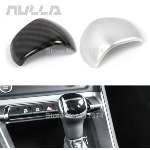 Chrome Carbon Gear Shift Knob Trim for Audi Q3 2019 2020 2021 F3 Car Styling Protection Cover Trim Sticker Accessories