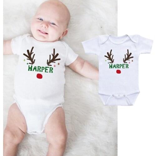 Infant Newborn Baby Boy Girl Clothes Letter Baby Romper Jumpsuit Outfit Christmas 0-24Months Kids Summer Clothing Tees Outwear