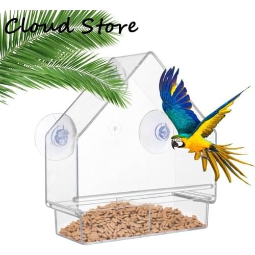 Bird Feeder Acrylic Transparent Window Viewing Bird Feeders Tray Birdhouse Suction Cup Mount House Type Feeder Hot Sale Gift