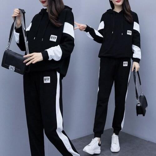 Women Casual Sets New Fashion Hooded Tops Sweatshirt+Solid Long Pants Sets Women Clothing Suits Female Tracksuit 2pcs Sets