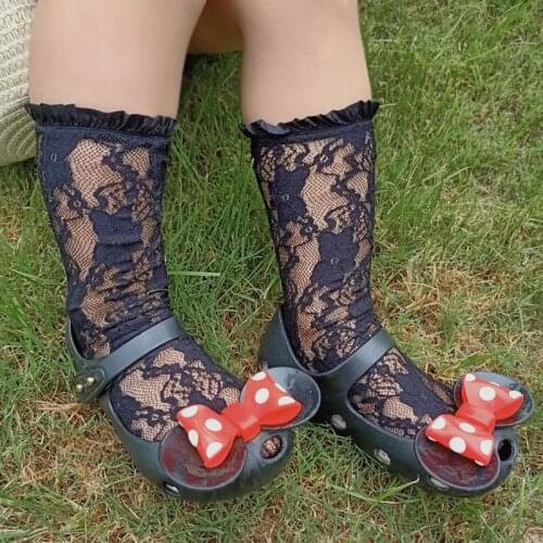 Lace Mesh Baby Girls Long Socks Summer Breathable Elastic Black Middle Tube Princess Baby Sock Toddler Kids Leg Sock Sokken