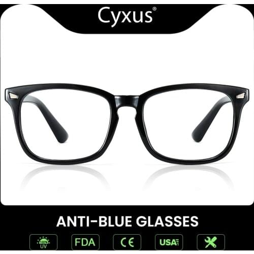 Cyxus Nerd Square Eyeglasses Frame for Mens Women Reading Clear Lens Black Eyewear 8082