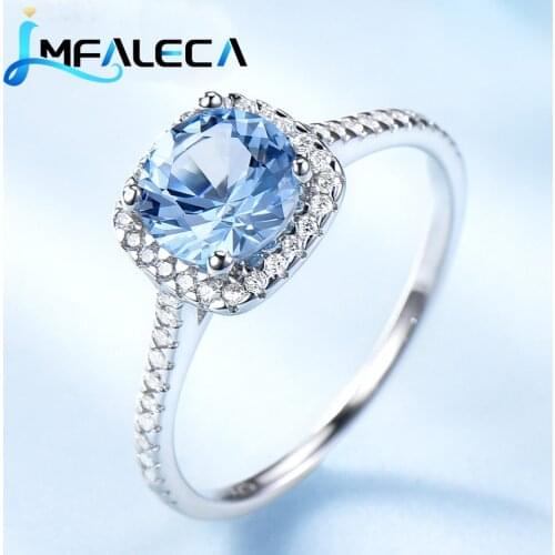 LMFALECA 925 Silver Rings for Women Wedding Ring Sky Blue Topaz Gemstone Birthstone Engagement Simple Exquisite Fine Jewelry