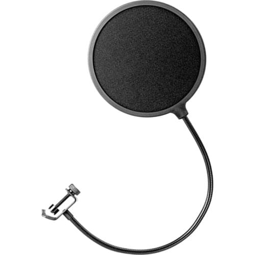 Lovoski 6" Microphone Studio Filter Windscreen Cover with Clamp - Black