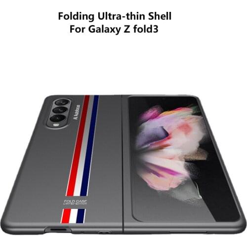 PC Hard Cover For Samsung Galaxy Z Fold 3 5G Case Painting Matte Fold Lanyard Hole New Luxury Ultra-thin Shockproof Phone Case