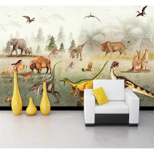 Milofi custom non-woven wallpaper mural ancient times dinosaur animal kingdom childrens room background wall painting