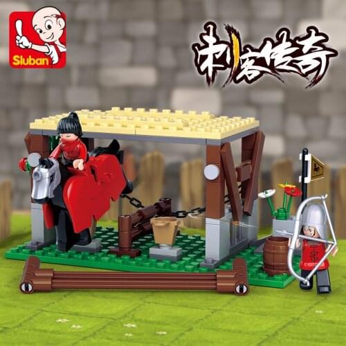 129PCS+ Sluban Ninja Series Empire Stables Ninja Style Building Blocks Toys Thief Soldier Mini Dolls Toys For Boys Birthday Gift