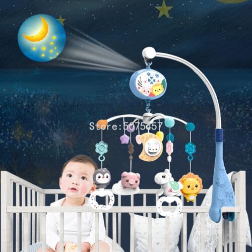 0-24 Months Baby Crib Mobile with Remote Controll Music Box Night Light Rotate Newborn Sleeping Bed Toys Infant Rattle Baby Toys
