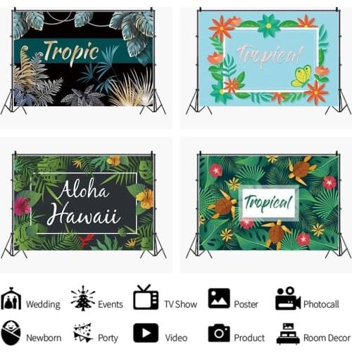 Cartoon Jungle Party Tropical Photography Backdrops Summer Palms Tree Leaves Birthday Pattern Baby Portrait Photo Backgrounds