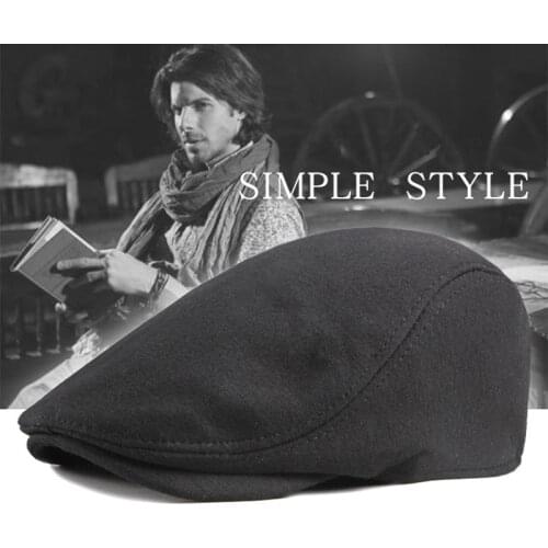 Men Spring Autumn Korean Version Beret Women British Retro Simple Solid Color Cotton Peaked Cap Fashion Trend Forward Hat D13