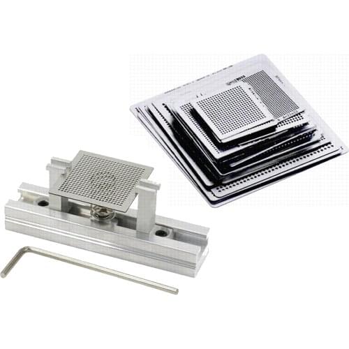 BGA Reballing Kit 10 16 33 36pcs Universal Directly Heating Stencils Holder Template Fixture Jig for Game Consoles Laptop Repair
