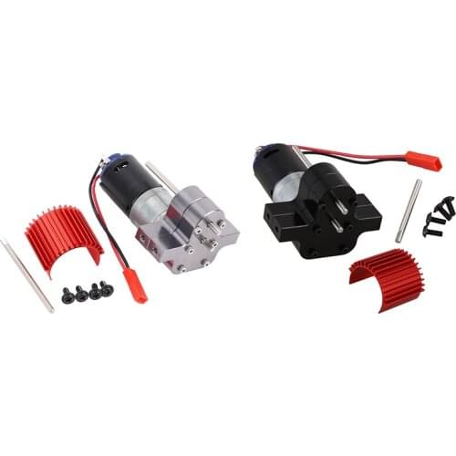 2Set 370 Brushed Motor+Alloy Heat Sink Gear Box Set With Steel Gears For WPL Henglong C14 C24 B14 B24 B16 Grey & Black