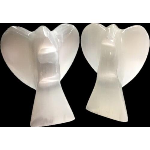 Natural Selenite Angel Figurine Quartz Crystal Angel Reiki Healing Crystal Stones Fraueneis Mineral Specimen Home Decoration