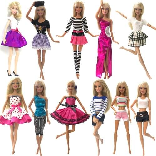 NK 10 Set/Lot Randomly Mix Style Newest Doll Dress Beautiful Party Clothes Top Fashion Dress For Barbie Doll Best Girls' Gift