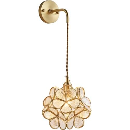 New Arrival Modern Brass Wall Lamp Creative Foyer Bedroom Corridor Petal Glass Wall Mounted Lights Nordic Lighting Decoration