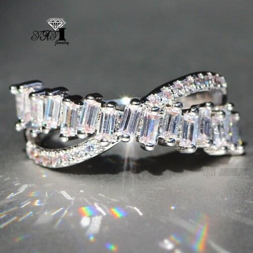 Wholesale YaYI Jewelry Fashion Princess Cut 4 CT White Cubic Zirconia Silver Color Engagement Wedding Party Heart Rings