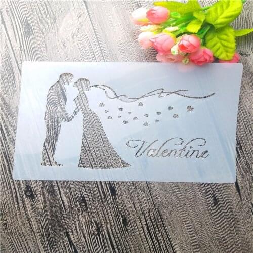 Couple valentine Handbook Scrapbook DIY Album Card Tool Spray Sketch Mask Template ST105