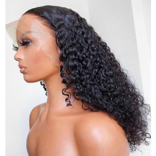 180% Density Kinky Curly 26Inch Long Lace Front Fiber Hair Wig For Women Black Color Synthetic PrePlucked Baby Hair Glueless