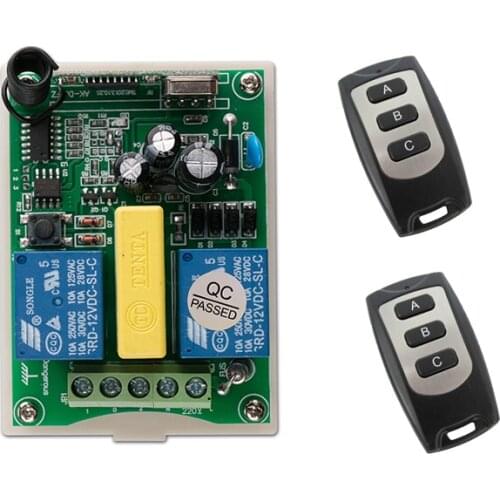 AC 220V 2 CH Wireless Remote Control Switch 1 * receiver + 2* transmitter Tubular motor ac motor and reversing garage door
