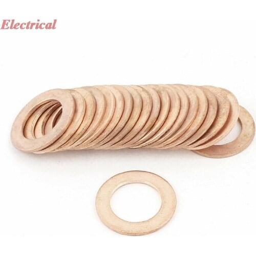 16mm OD 10mm ID 1mm Thick Copper Washer Flat Ring Oil Brake Line Seal