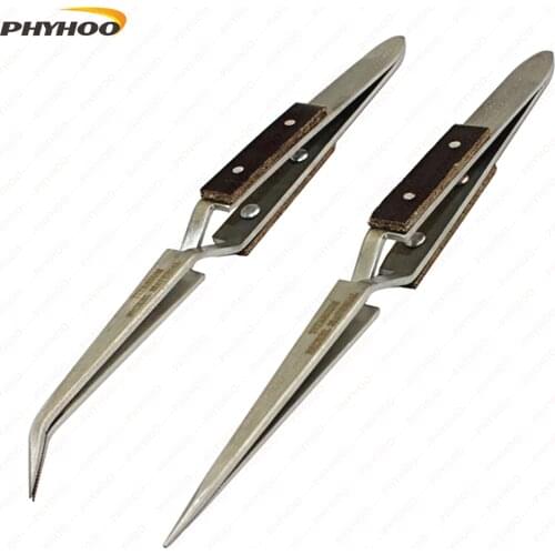 Jewelry Straight Curved Tip Selflock Tweezer Cross Locking Jeweler Jewelry Making Tool 165mm