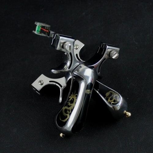 Outdoor Athletic Stainless Steel Slingshot Quick Press High Precision Shooting Hunting Catapult with Flat Rubber Band