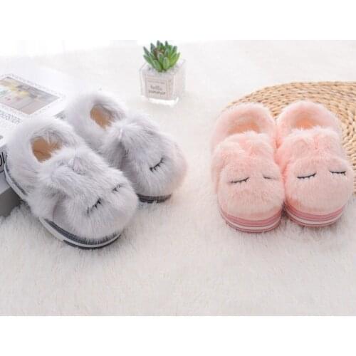 Winter Kids Slippers Toddler Girls Animal Rabbit Plush Slides Baby Boys Indoor Shoes Warm House Children Slippers