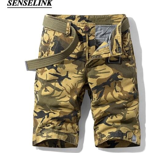 2021 Casual Camouflage Cargo Men Shorts Summer New Cotton Khaki Loose Cargo Shorts Big Size Multi-Pocket Shorts Men Without Belt