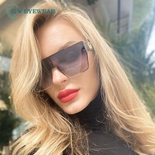 European and American style one-piece windshield 2021 new sunglasses women retro big frame integrated color film eyeglasses
