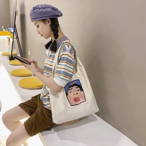 Korean Fashion Shoulder Bag Women New Cartoon People Print Large-capacity Shopper Bag Handbag Women Bolsa Feminina Sac Main Bags