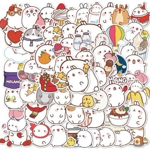 50 pcs Cute round rabbit Graffiti Waterproof Skateboard Travel Suitcase Phone Laptop Luggage Stickers Cute Kids Girl Toys