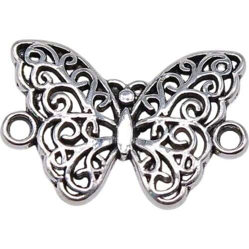 WYSIWYG 10pcs 14x21mm Butterfly Connector Charms For Jewelry Making Antique Silver Color Jewelry Accessories